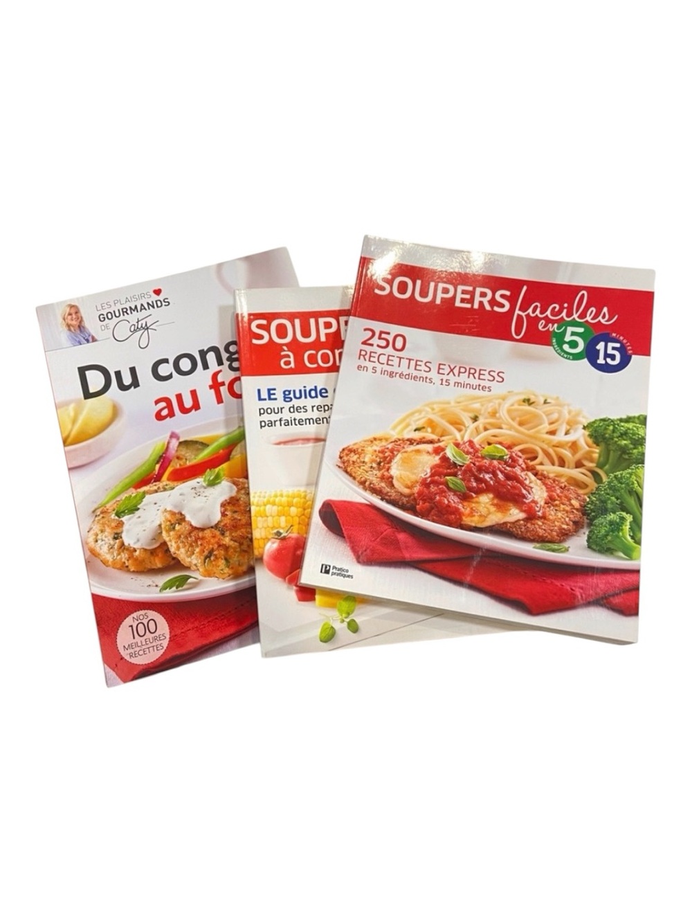 3 French Cookbooks Bundle Quick Suppers Freezer Meals by Caty Pratico Français